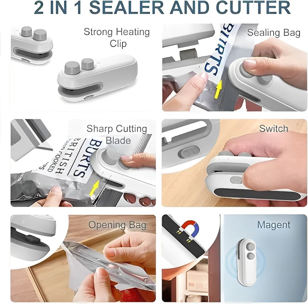 2-IN-1 Mini Portable Rechargeable Sealing and Cutter Machine