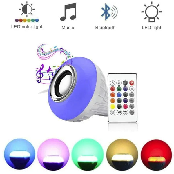 LED RGB Music Bulb with Integrated Bluetooth Speaker & Remote